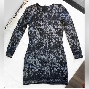 NWOT- Black and Gray Marble Angora Long Sleeve Sweater Dress